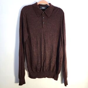 Neiman Marcus Exclusive XL Brown Long Sleeve Polo Shirt